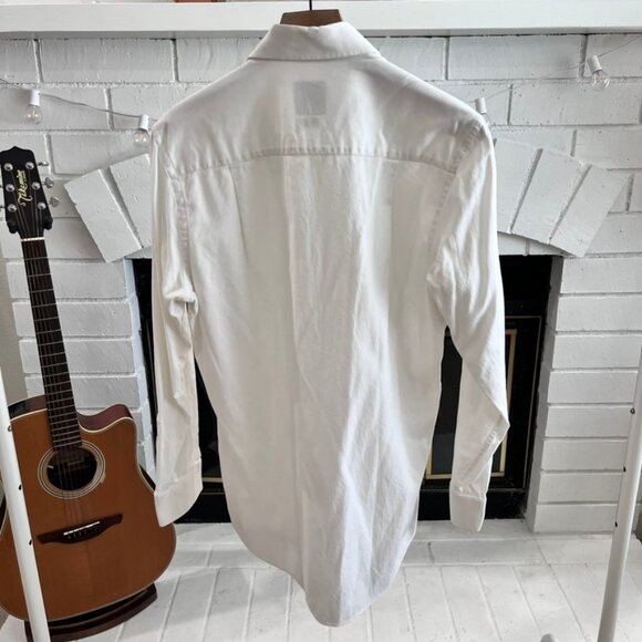 David Donahue Trim White Long Sleeve Dress Shirts Button Ups - Picture 2 of 5